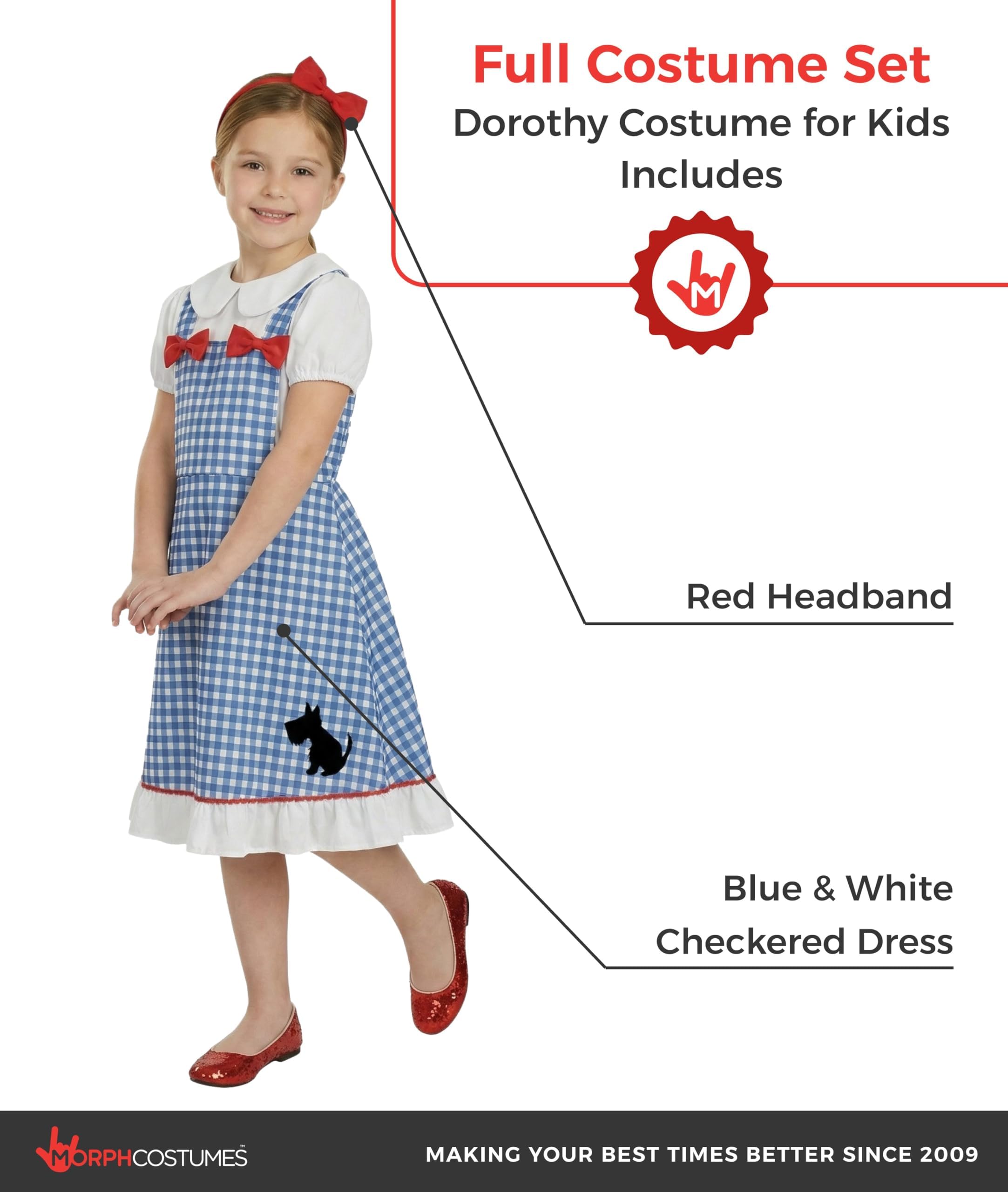 fun shack Dorothy Costume For Girls | Kids Dorothy Dress | Classic